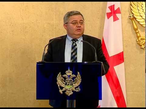 დავით უსუფაშვილის გამოსვლა მონტენეგროს პარლამენტში რანკო კრივოკაპიჩთან ერთობლივ პრესკონფერენციაზე